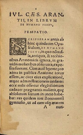 Iul. Caes. Arantii De humano foetu libellus