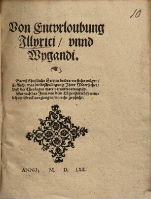 Von Entvrlaubung Illyrici, vnnd Wygandi ...
