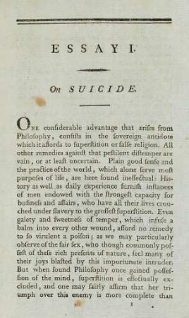 1-14 Essay I: On suicide