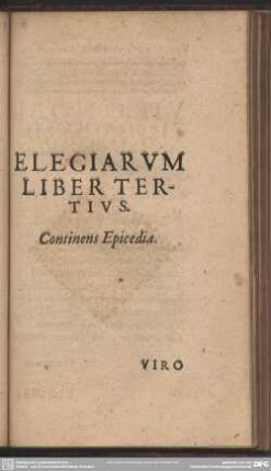 Elegiarum Liber Tertius