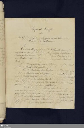 6a(3): Separat-Bericht über das Gesuch des Privat-Docenten an der Universität in Breslau, Dr. Volkmuth. (1. Juli 1836) [Abschrift]
