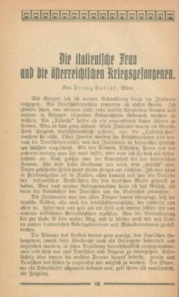Die italienische Frau und die österreichischen Kriegsgefangenen