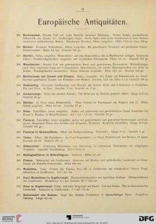 Europäische Antiquitäten (Nr. 255-319)