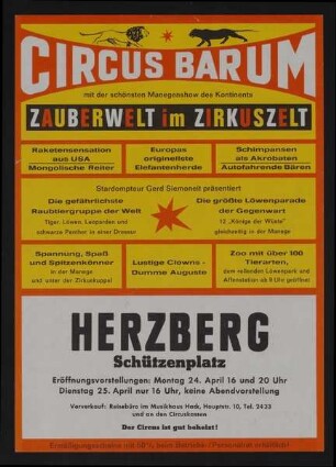 Circus Barum - Zauberwelt im Zirkuszelt, Herzberg, ohne Jahr