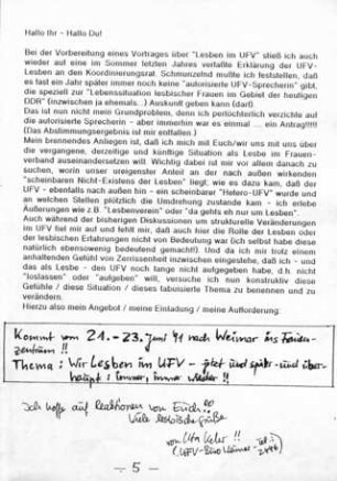 Hallo ihr - Hallo Du! : Wir Lesben im UFV. Einladung zum Werkstatt - Wochenende