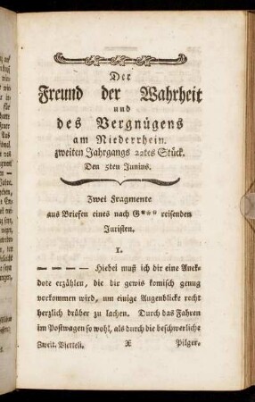 zweiten Jahrgangs 22tes Stück. Den 5ten Junius.