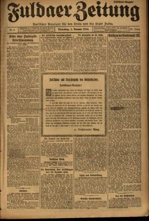 Zweite Ausgabe vom Dienstag, den 01. Januar 1924.