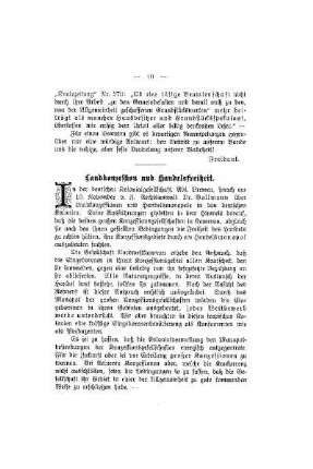 Landkonzellen und Handelsfreiheit