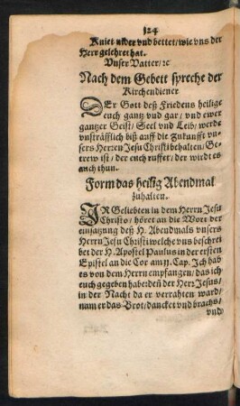 Form das heilig Abendmal zuhalten.