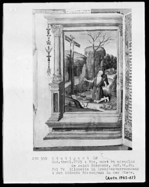 Vie, mort et miracles de Saint Hierosme — Der büßende Hieronymus in der Wüste, Folio 7verso