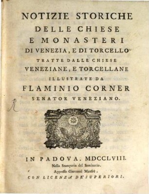 Notizie ... delle Chiese e Monasteri di Venezia