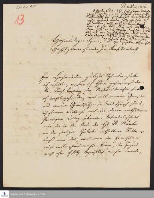 Brief von Johann George Lehmann an Georg Christian Knapp.