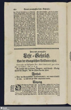 Zwey und zwantzigstes Lehr-Gespräch. Von der Evangelischen Vollkommenheit