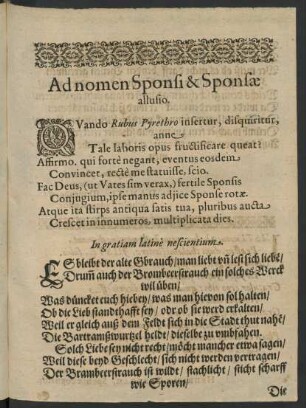 Ad nomen Sponsi & Sponsae allusio.