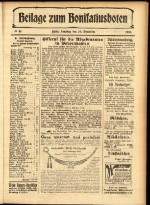 Zweite Ausgabe vom Sonntag, den 29. November 1903.