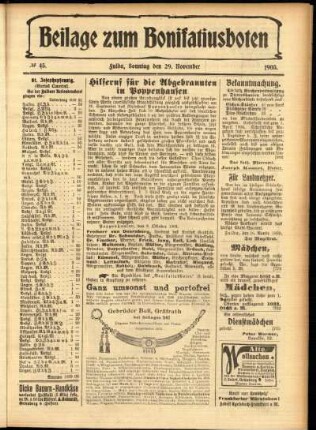Zweite Ausgabe vom Sonntag, den 29. November 1903.