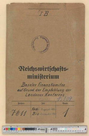Baseler Finanzkomitee auf Grund der Empfehlung der Londoner Konferenz