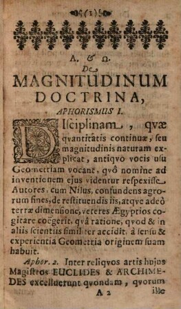 D. Aegidii Strauchii, Professoris Quondam Witteberg. Magnitudinum Doctrina, [1]. In Brevissimos Aphorismos Geometricos, Trigonometricos, Geodaeticos, & Stereometricos : Methodice contracta