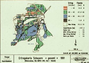 Ertragskarte Scheyern * gesamt * 1991 (Winterweizen, SEL-DGPS + GPS, 12.8. - 19.8.1991)