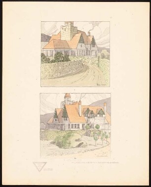 Landsitz: Perspektivische Ansichten (aus: Moderne Bauformen. Fassaden, Interieurs, Details im Verein mit R. Beauclair, hrsg.v. M.J. Gradl, Bd. 3, 1904)