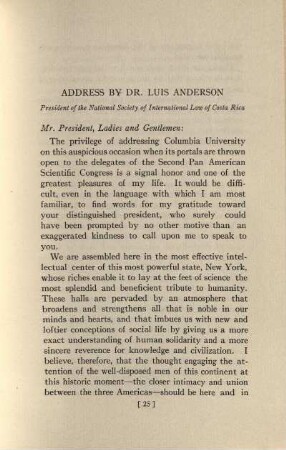 Address by Dr. Luis Anderson