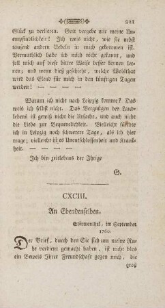 CXCIII. An Ebendenselben