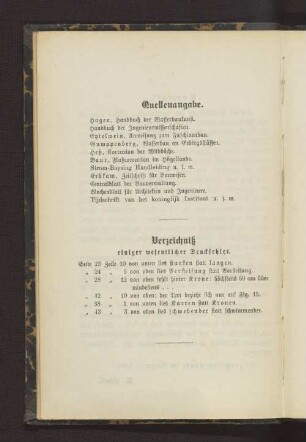 Quellenangabe. Verzeichniß einiger wesentlicher Druckfehler.