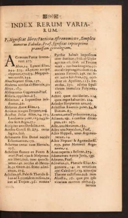 Index Rerum Variarum.