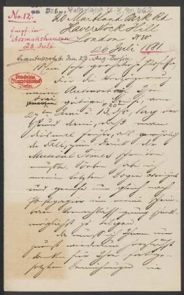 Brief an Friedrich Wilhelm Jähns : 26.07.1881