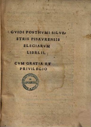 Elegiarum libri II