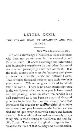 LETTER XXXII. THE VOYAGE HOME BY STEAMSHIP AND THE ISTHMUS