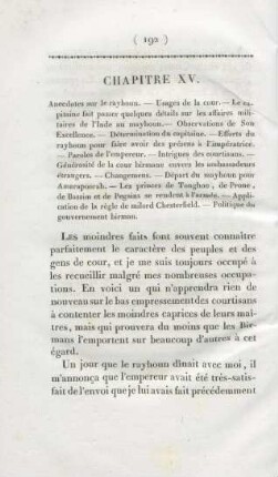 Chapitre XV. Anecdotes sur le rayhoun. - Usages de la cour. - ...