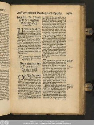 Epistel S. Pauli auff den dritten Sontag nach Epiphanie Ro. 12.