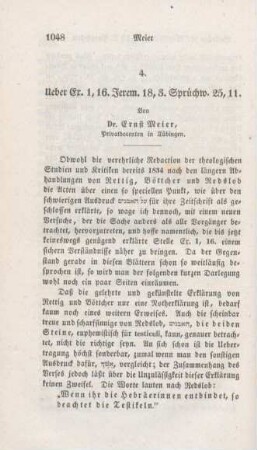 1048-1051 Über Ex. 1,16; Jer. 18,3; Sprüche 25,11