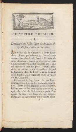 §. I. Description historique de Sultzbach & de ses Eaux minérales.