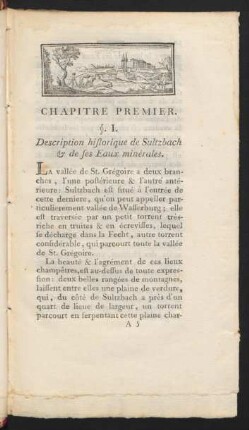 §. I. Description historique de Sultzbach & de ses Eaux minérales.