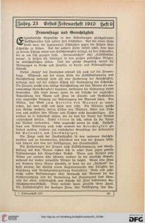 Frauenfrage und Gerechtigkeit