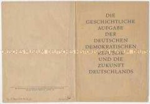 Sonderdruck mit dem programmatischen Dokument der Nationalen Front über die Zukunft Deutschlands
