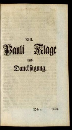 XIII. Pauli Klage und Dancksagung