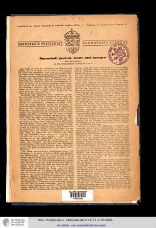 Inhalt (Sonderdruck aus "Hansa. Zeitschrift für Schiffahrt, Schiffbau, Häfen")