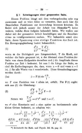 § 2. Schwingungen einer gespannten Saite.