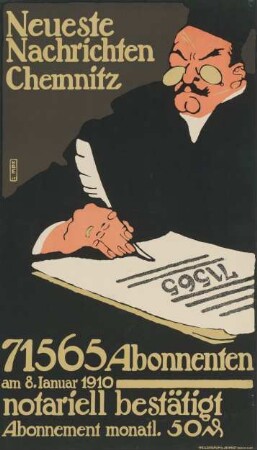 Neueste Nachrichten Chemnitz 71565 Abonnenten am 8.Januar 1910