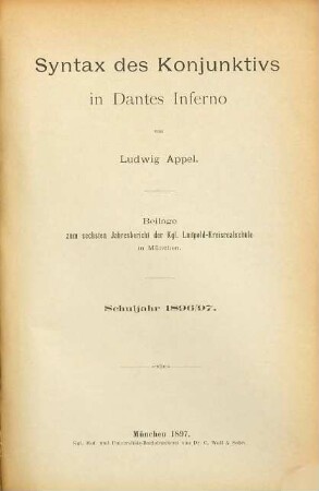 Syntax des Konjunktivs in Dantes Inferno