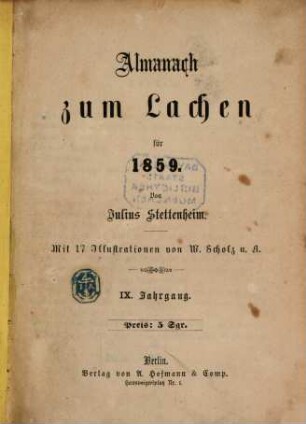 Almanach zum Lachen : für ... 1859 = Jg. 9