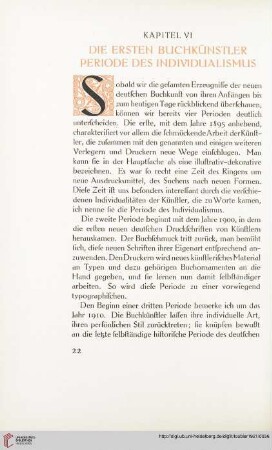 Kapitel VI: Die ersten Buchkünstler, Periode des Individualismus