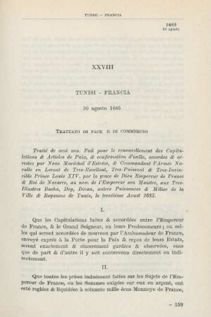 XXVIII Tunisi - Francia 30 agosto 1685