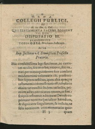 Disputatio III. Respondente Tobia Bart