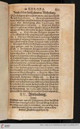 Innhalt der fünffzehenden Abtheilung