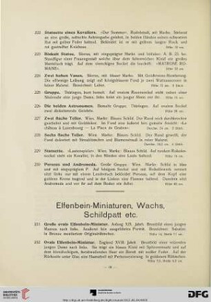Elfenbein- Miniaturen, Wachs, Schildpatt etc. (Nr. 231-250)