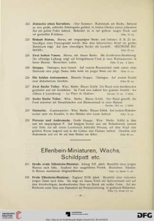 Elfenbein- Miniaturen, Wachs, Schildpatt etc. (Nr. 231-250)